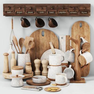 现代厨房器具装饰品组合